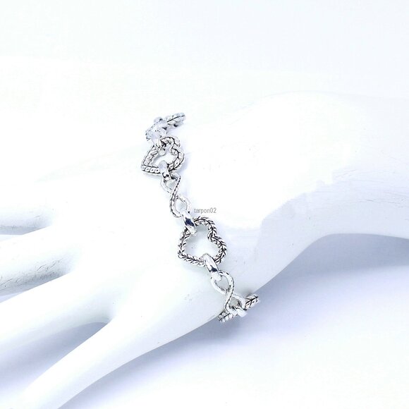 John Hardy JAI Infinite Love Heart Link Sterling Silver Bracelet, 19g XS - Picture 3 of 13